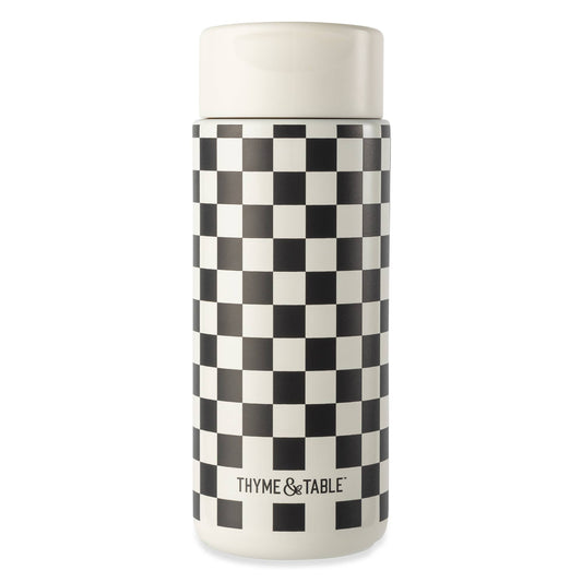 Coffee Tumbler - Black + White Checkered