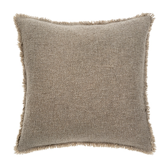 Fringed Boucle Pillow Taupe