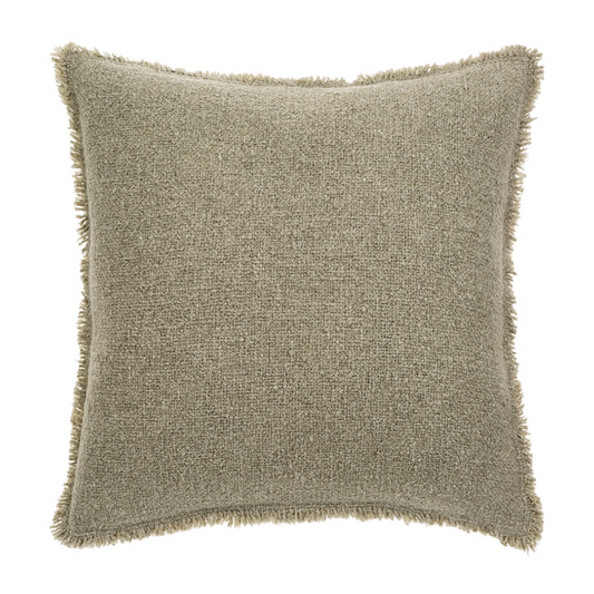 Fringed Boucle Pillow Sage Grey