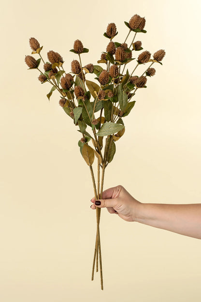 Globe Amaranth Spray faux botanical stem, detail view - PABOOM