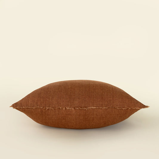 Lina Linen Pillow 24" - Burnt Umber
