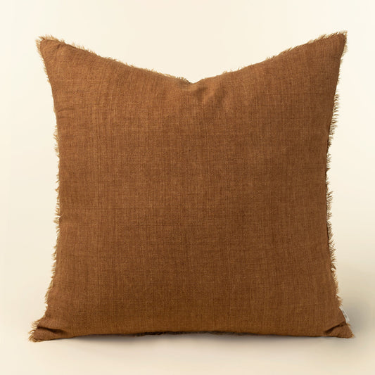 Lina Linen Pillow 24" - Burnt Umber