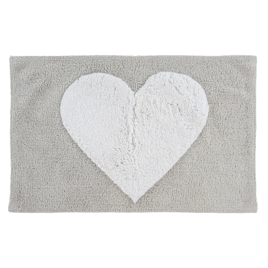 Heart Bathmat Grey + White