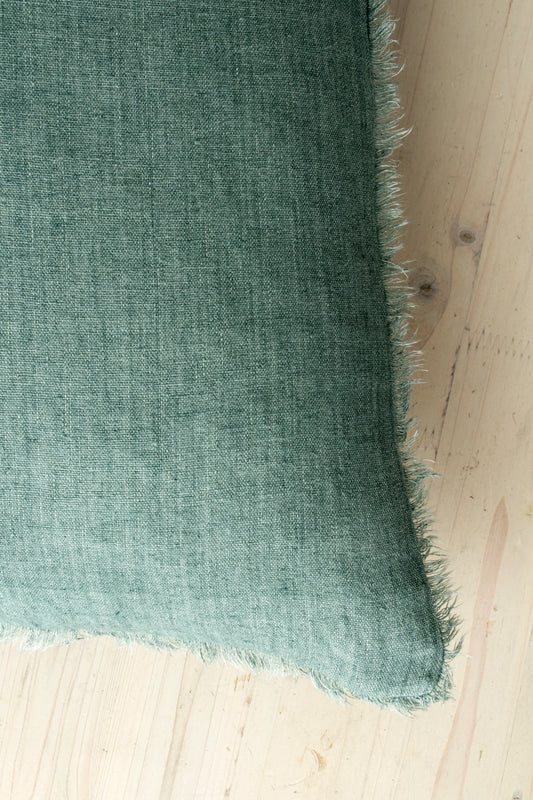 Lina Linen Pillow 24" - Celeste Green