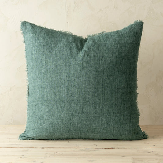 Lina Linen Pillow 24" - Celeste Green