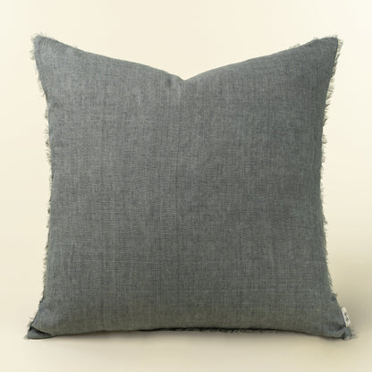 Lina Linen Pillow 24" - Steel Grey