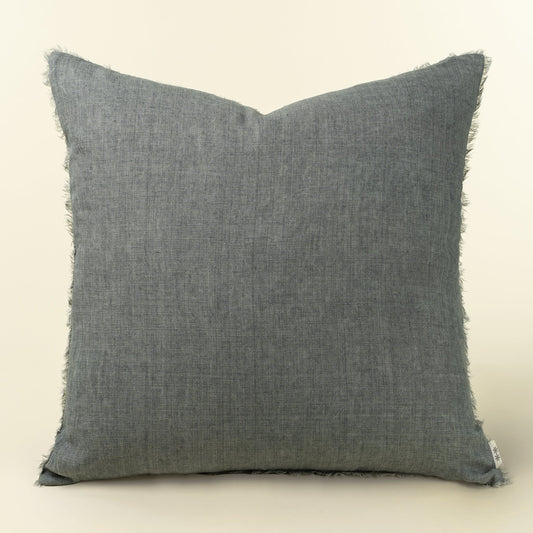 Lina Linen Pillow 24" - Steel Grey