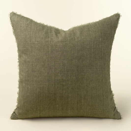 Lina Linen Pillow 24" - Olive
