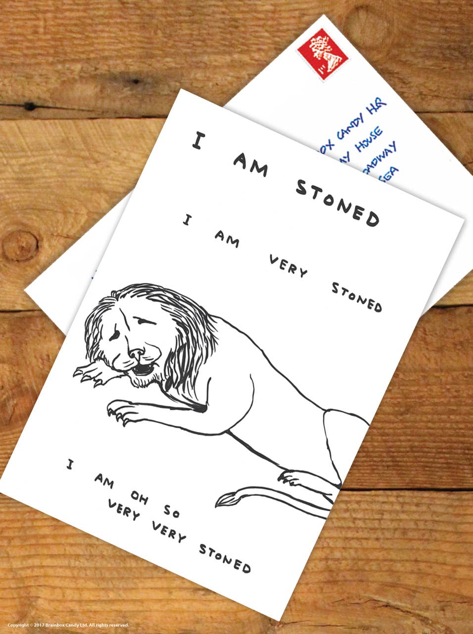 David Shrigley x Brainbox Candy Stoned art postcard, pack of 12 - PABOOM