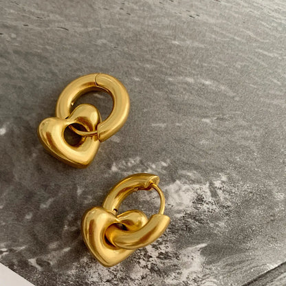 Dabria Gold Plated Non-Tarnish Heart Hoop Earrings