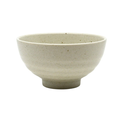 Speckled cream-white footed Japanese porcelain rice bowl - PABOOM