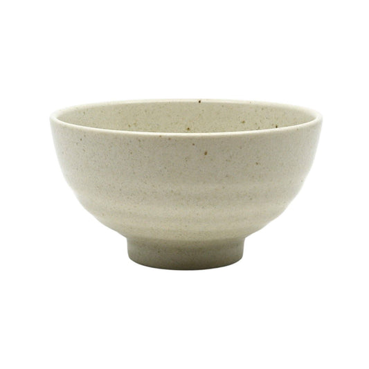 Speckled cream-white footed Japanese porcelain rice bowl - PABOOM