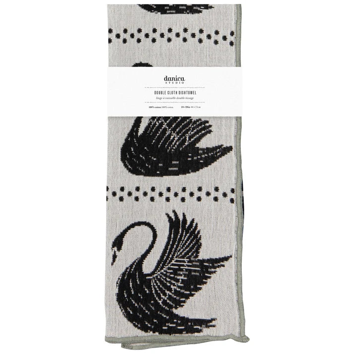 Close-up of the swan print detail on the dishtowel – PABOOM