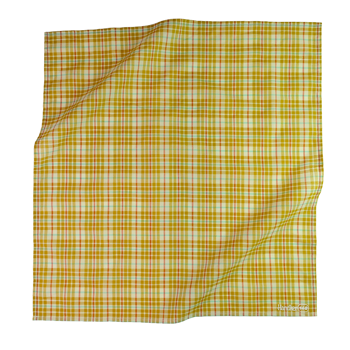 Marmee Bandana laid flat, showing the full gold, green, mauve and cream woven pattern