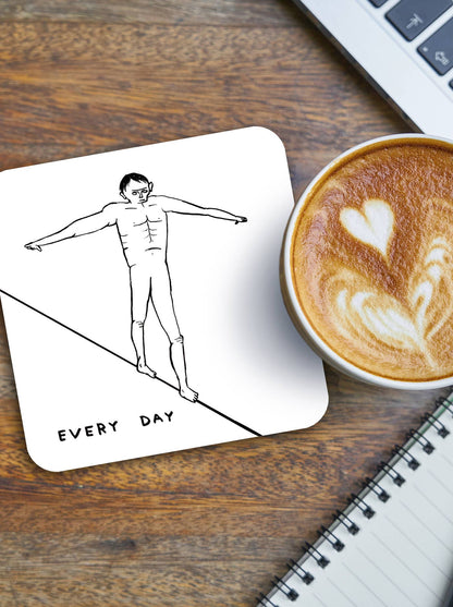 David Shrigley x Brainbox Candy Everyday Tightrope coaster, cork-backed melamine - PABOOM