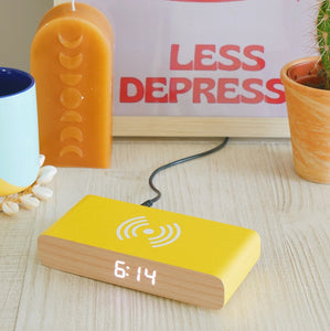 Wireless Charger And Alarm Clock Yellow