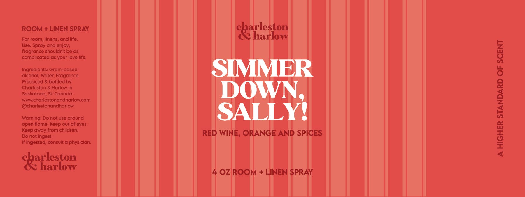 Charleston & Harlow Simmer Down, Sally! room and linen spray bottle lifestyle shot