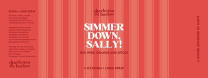 Charleston & Harlow Simmer Down, Sally! room and linen spray bottle lifestyle shot