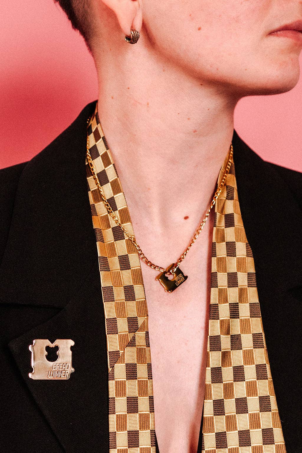 Bread Winner pin shown from a side angle