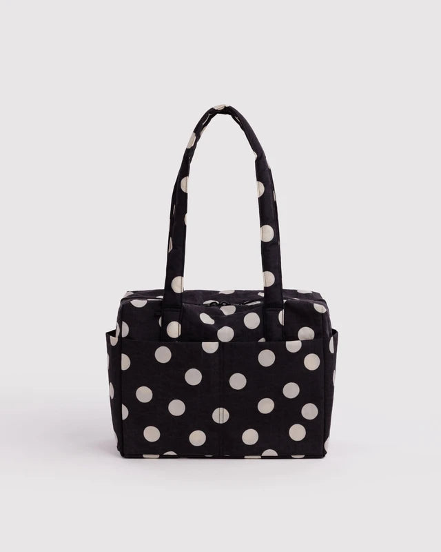 BAGGU Everyday Cloud Bag Black and Cream Polka Dot interior pocket detail - PABOOM
