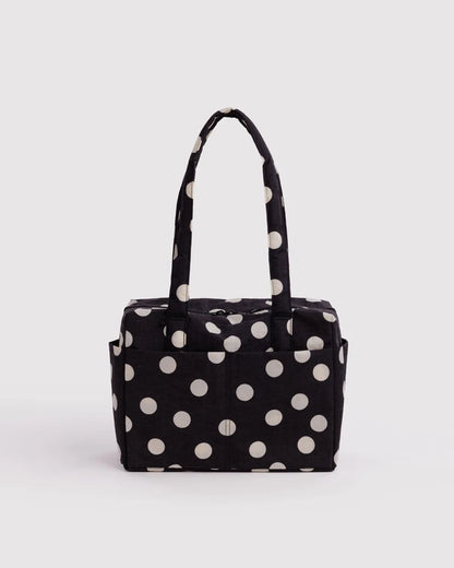 BAGGU Everyday Cloud Bag Black and Cream Polka Dot interior pocket detail - PABOOM