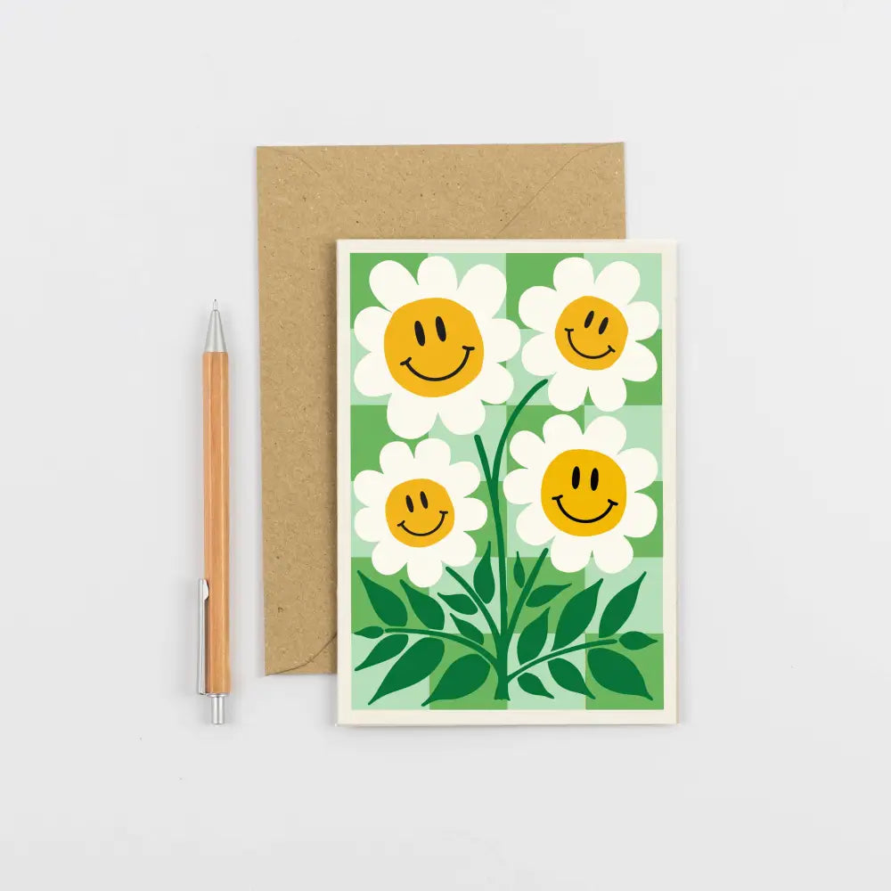 Studio Wald - UK Made - All Occasions A6 Card- Happy Flower Green