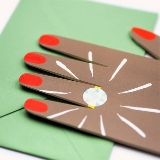 Diamond Ring Engagement Card shown at an angle