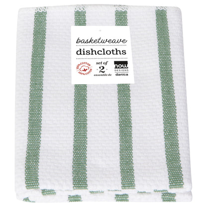 Basketweave Dishcloths Elm Green