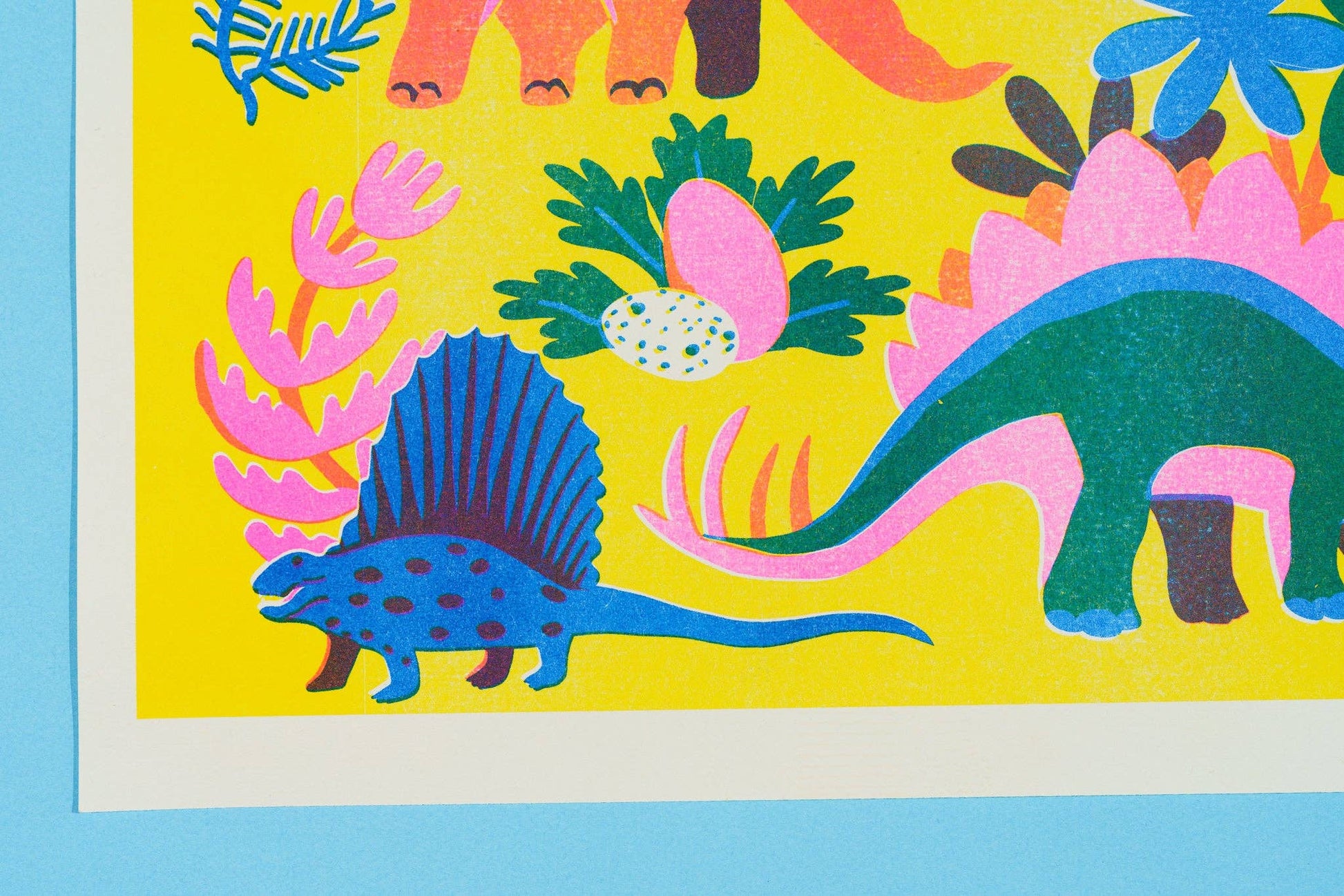 Dinosaur Riso print shown unframed - PABOOM
