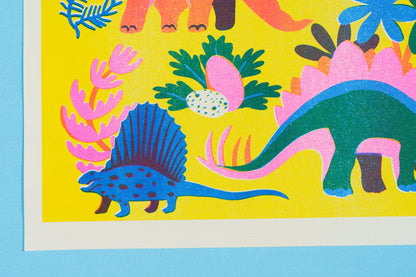 Dinosaur Riso print shown unframed - PABOOM