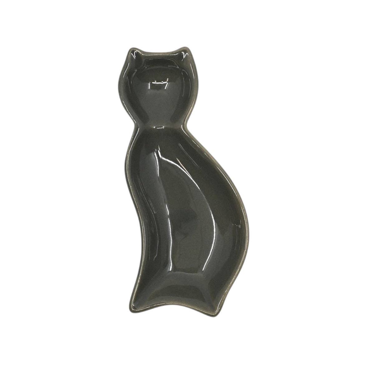 Cat Shaped Porcelain Sauce Dish - Dark Gray