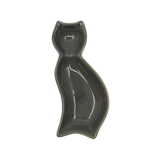 Cat Shaped Porcelain Sauce Dish - Dark Gray