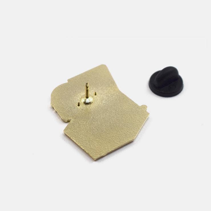 Back view of Skullbox Pin showing rubber clutch backing - PABOOM