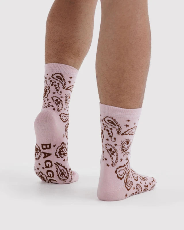 BAGGU Crew Sock Paisley Pink heel and toe detail - PABOOM