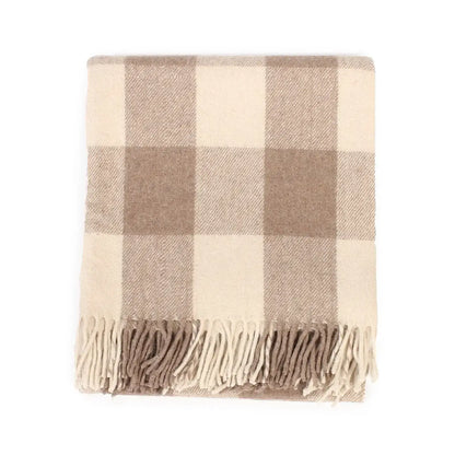 Jacob tartan wool throw folded to show fringe detail - PABOOM