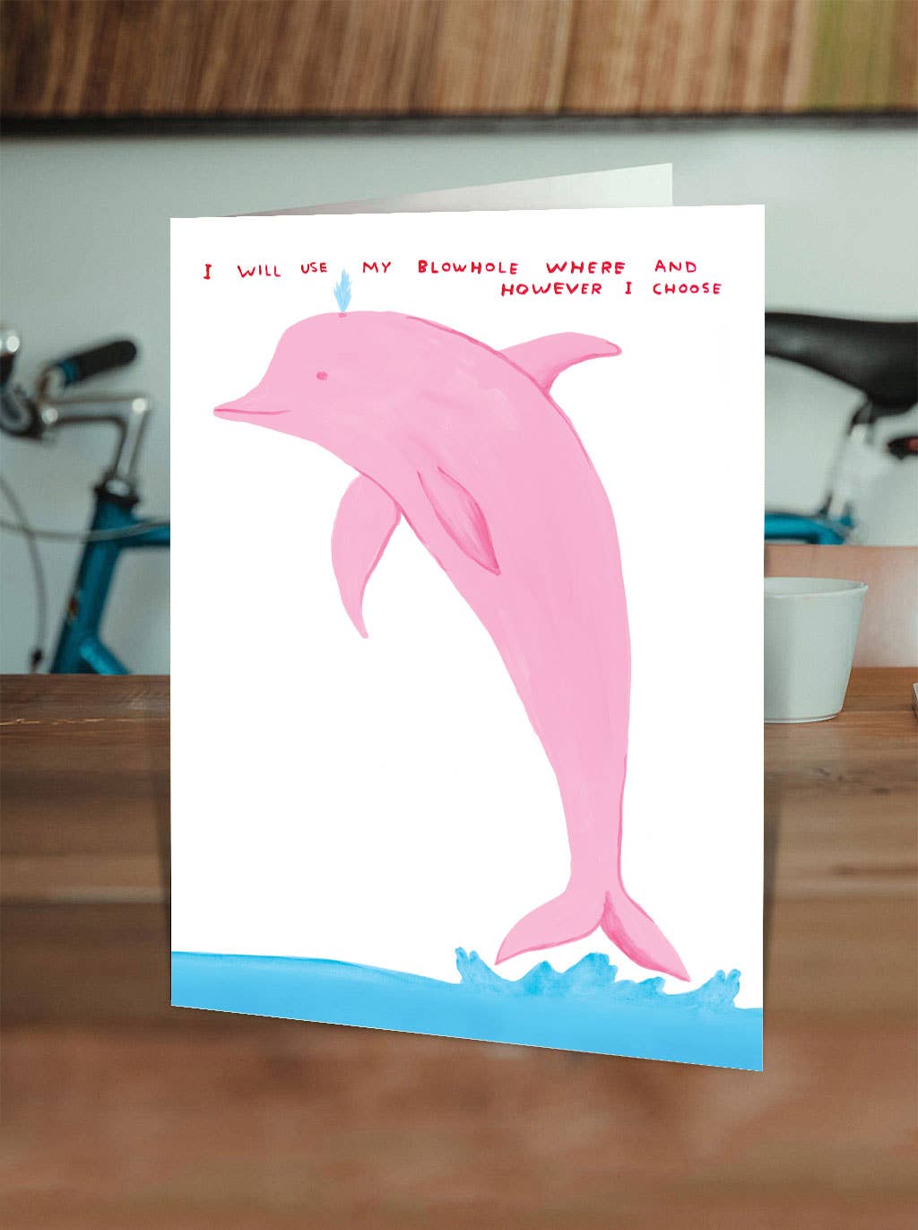 David Shrigley x Brainbox Candy Blowhole card with neon yellow envelope - PABOOM