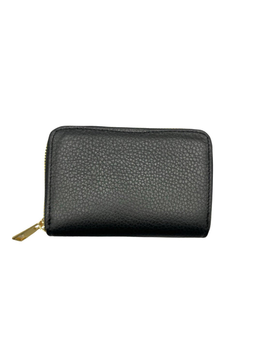 Black grained leather zip-around wallet