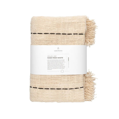 Waste Cotton Throw - Duo Tone Black / White