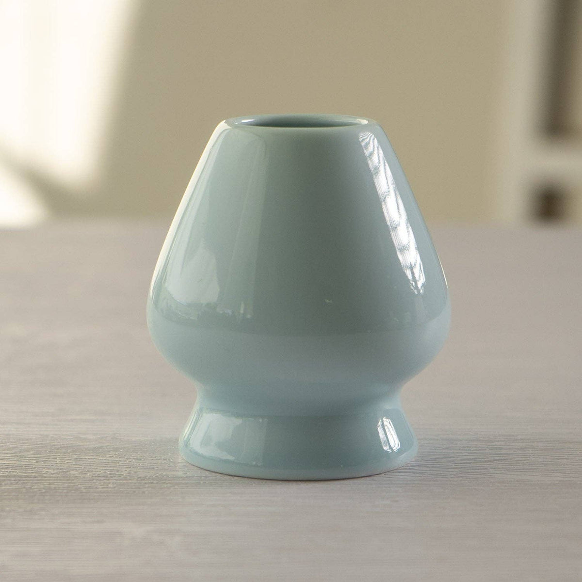 Light blue matcha whisk holder with bamboo chasen - PABOOM