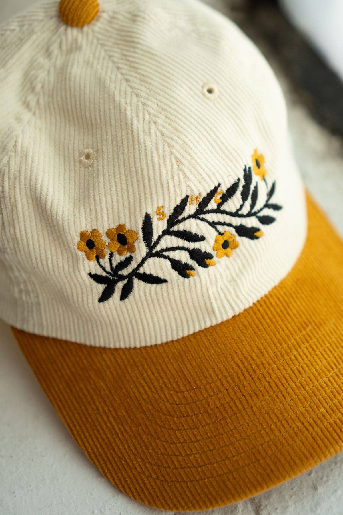 Garland Two-Tone Corduroy Dad Embroidered Cord Hat - Vanilla / Butterscotch