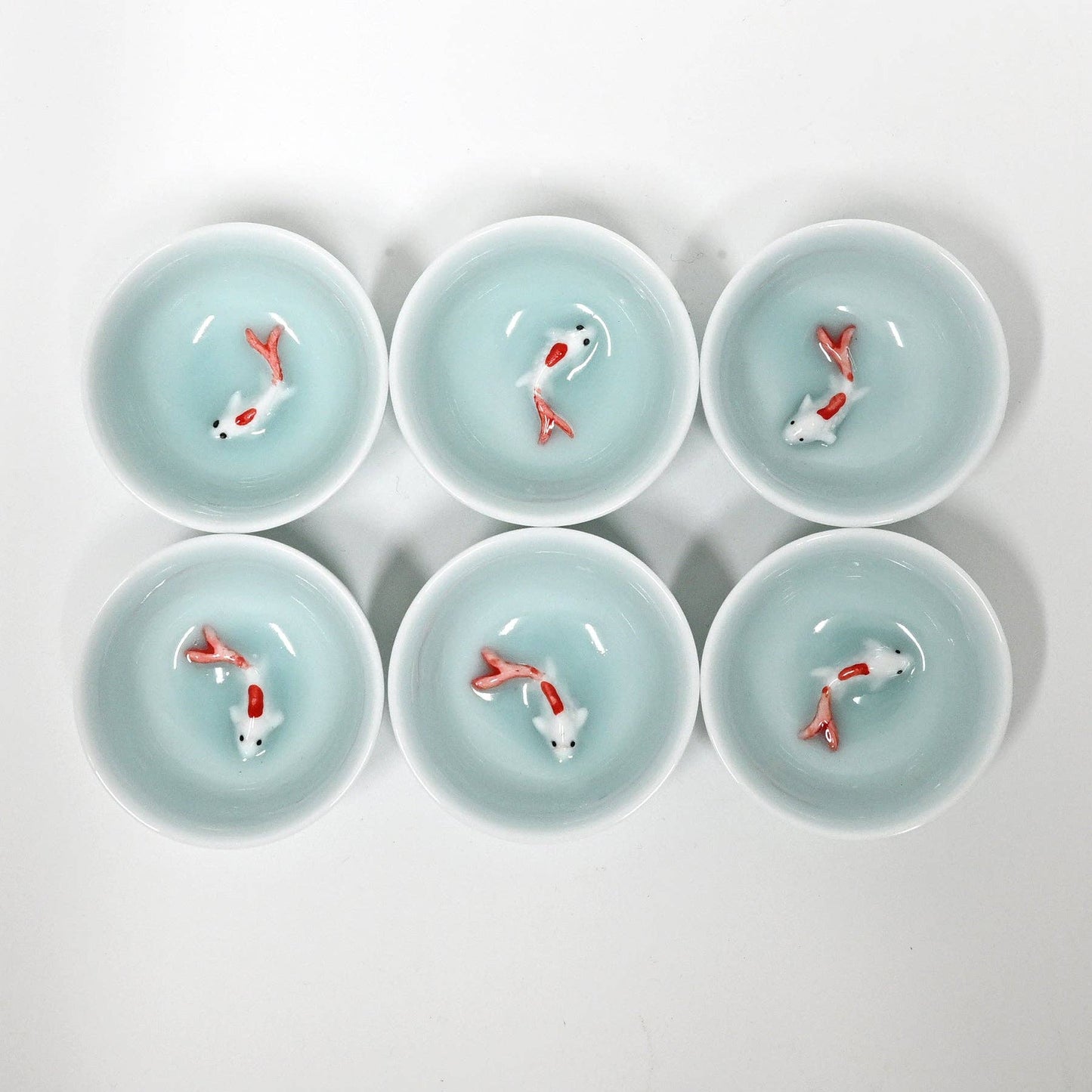 Koi Fish Kung Fu Tea Cups Set Sky Blue