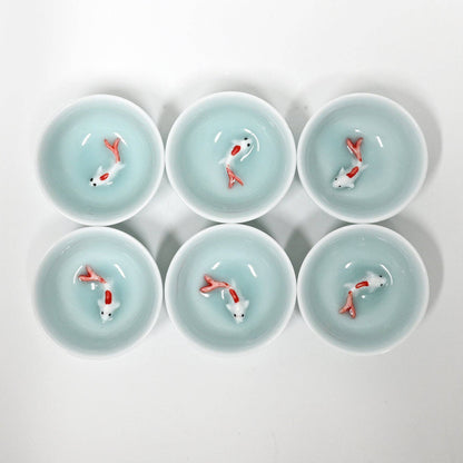 Koi Fish Kung Fu Tea Cups Set Sky Blue