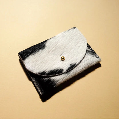 Black + White Hair on Hide Cardholder