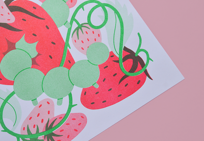 Eat Yer Strawbs - A4 Risograph Print