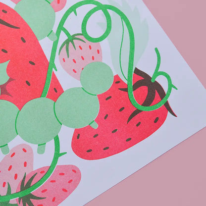 Eat Yer Strawbs Risograph Print - Limited Edition