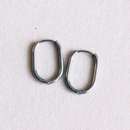 Basic Oval Silver Hoops, Large