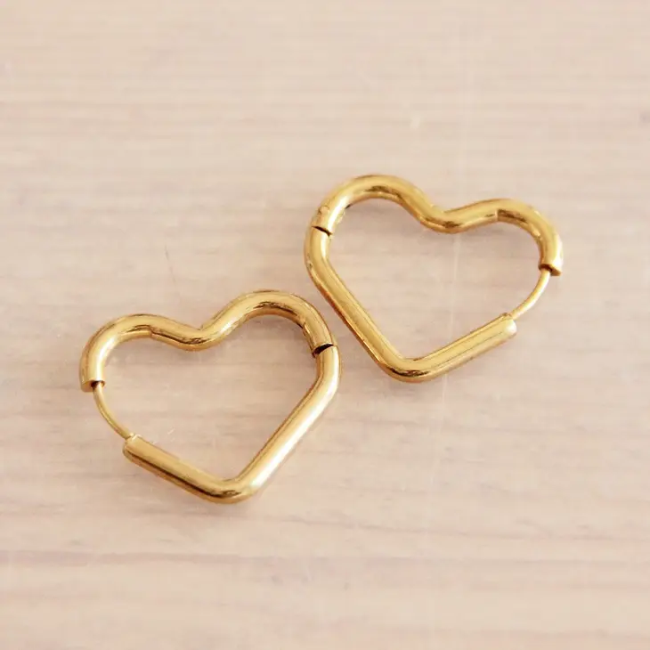 Heart Creole Gold Hoop Earrings