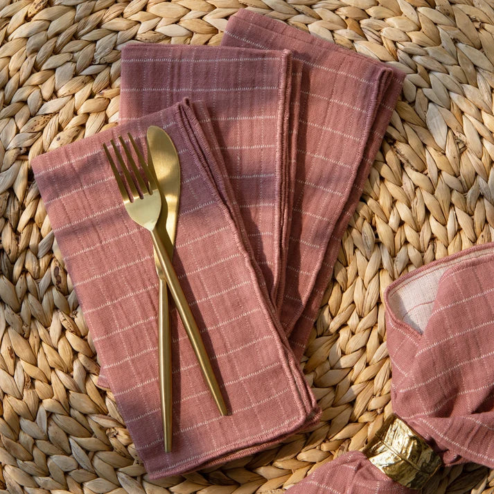 Canyon Rose napkins styled on a place setting – PABOOM