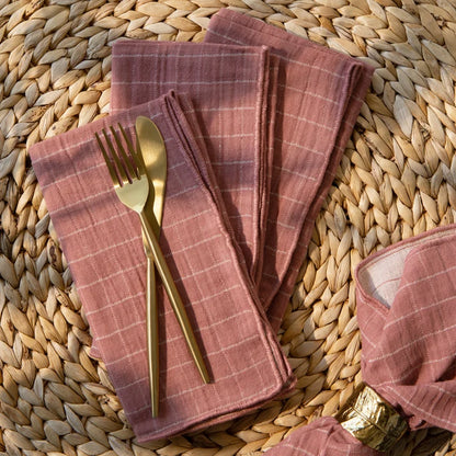 Canyon Rose napkins styled on a place setting – PABOOM