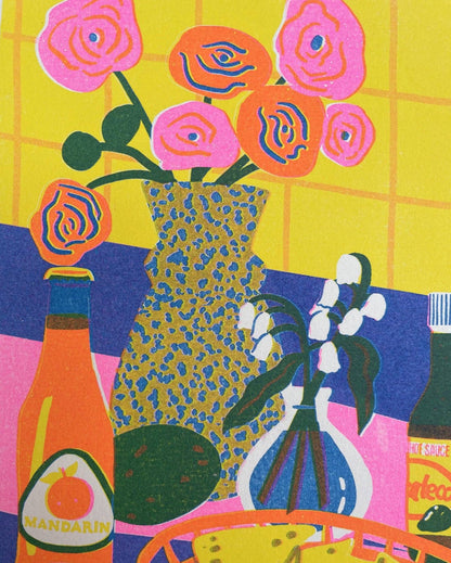Still Life 2 risograph print shown unframed - PABOOM